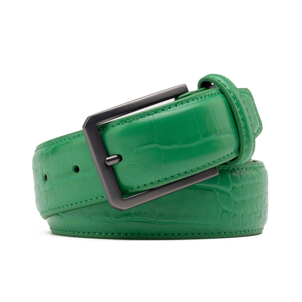 Men's Crocodile Embossed Leather Belt – Classic Pin Buckle Dress Belt