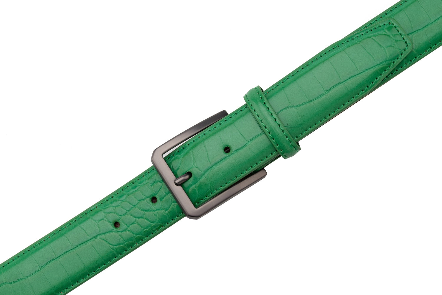 Crocodile Texture Matte Gunmetal Pin Buckle Men's Belt