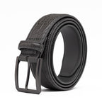 Crocodile Texture Matte Gunmetal Pin Buckle Men's Belt