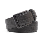 Crocodile Texture Matte Gunmetal Pin Buckle Men's Belt