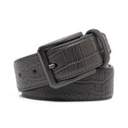 Men's Crocodile Embossed Leather Belt – Classic Pin Buckle Dress Belt