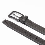 Crocodile Texture Matte Gunmetal Pin Buckle Men's Belt