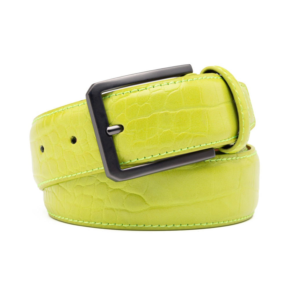 Men's Crocodile Embossed Leather Belt – Classic Pin Buckle Dress Belt