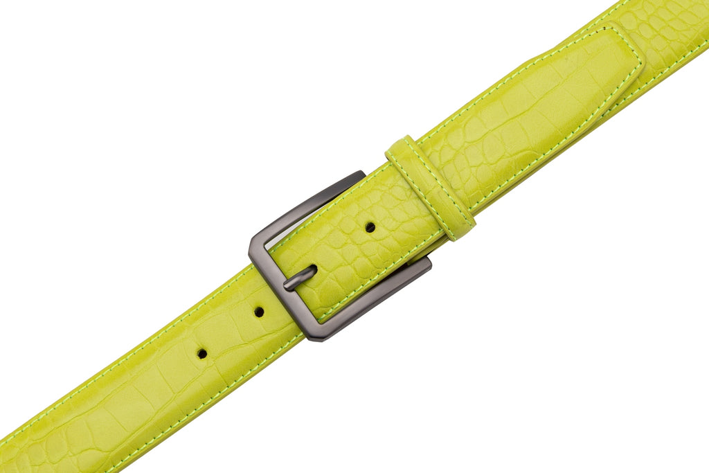 Crocodile Texture Matte Gunmetal Pin Buckle Men's Belt