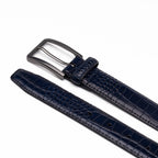 Crocodile Texture Matte Gunmetal Pin Buckle Men's Belt