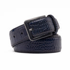 Crocodile Texture Matte Gunmetal Pin Buckle Men's Belt