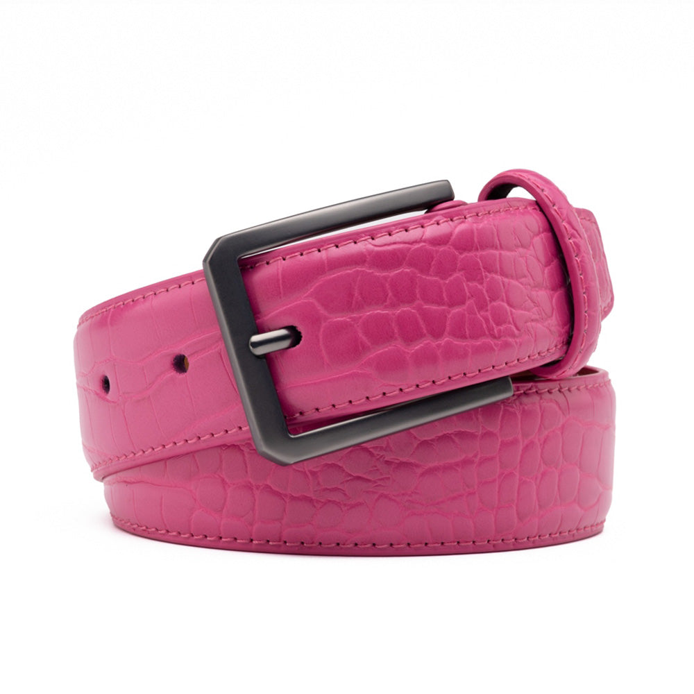 Men's Crocodile Embossed Leather Belt – Classic Pin Buckle Dress Belt
