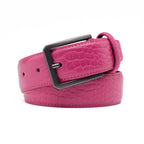 Crocodile Texture Matte Gunmetal Pin Buckle Men's Belt