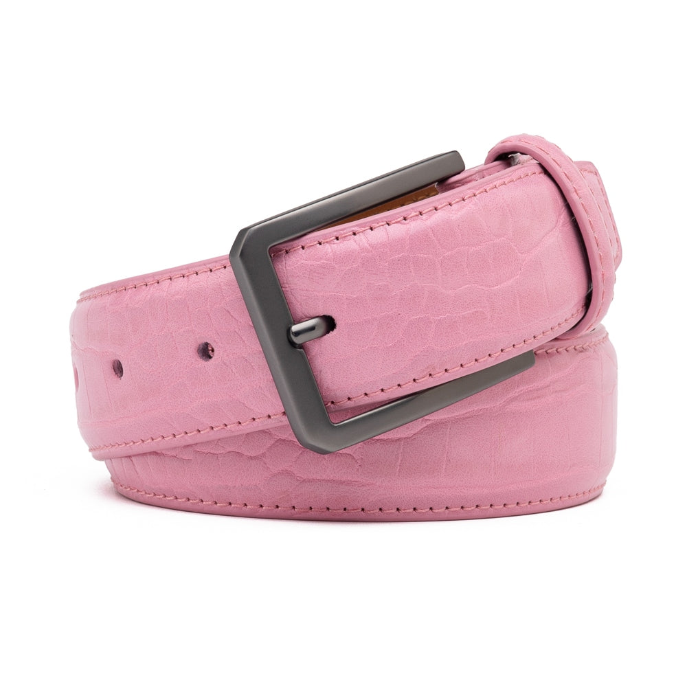 Crocodile Texture Matte Gunmetal Pin Buckle Men's Belt