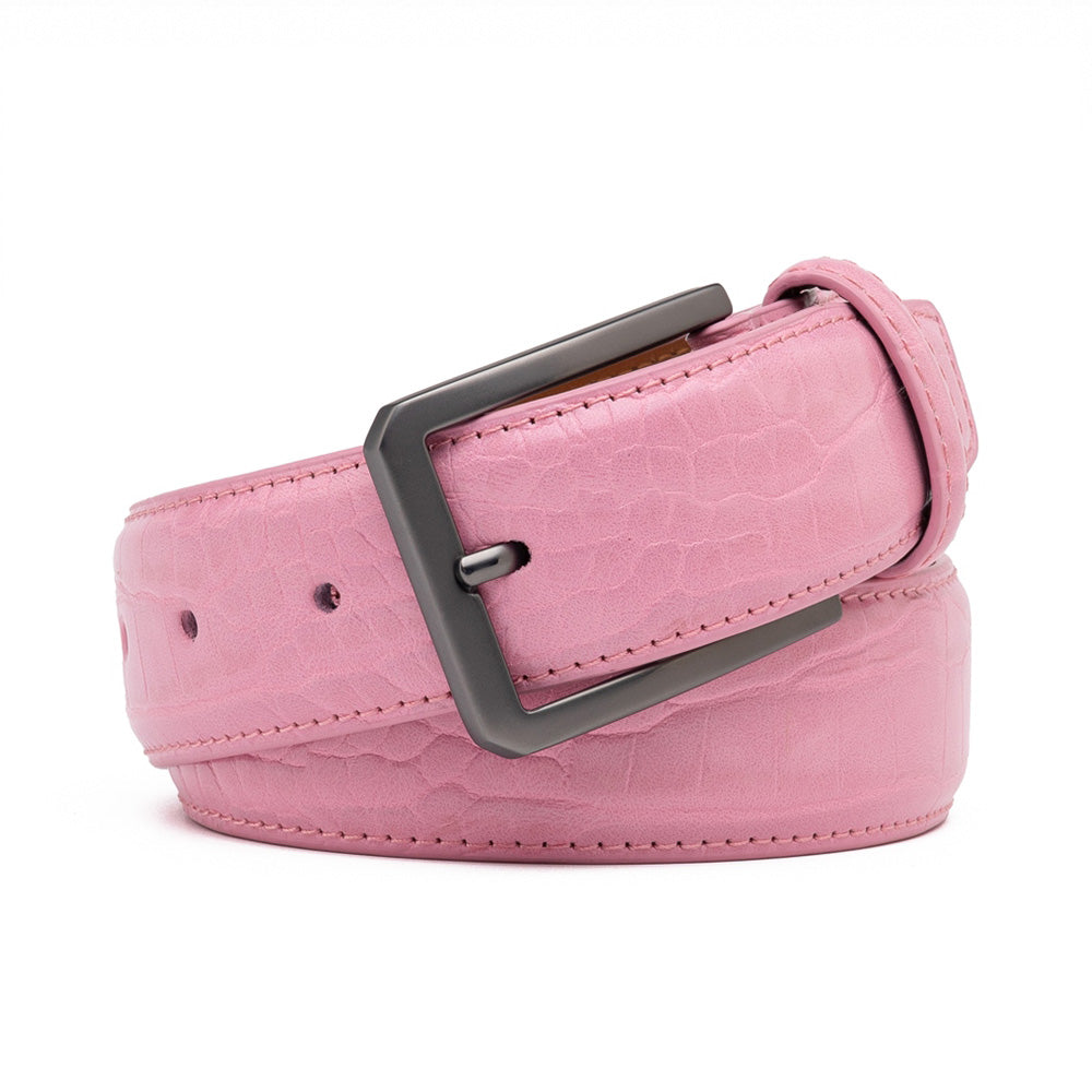 Men's Crocodile Embossed Leather Belt – Classic Pin Buckle Dress Belt