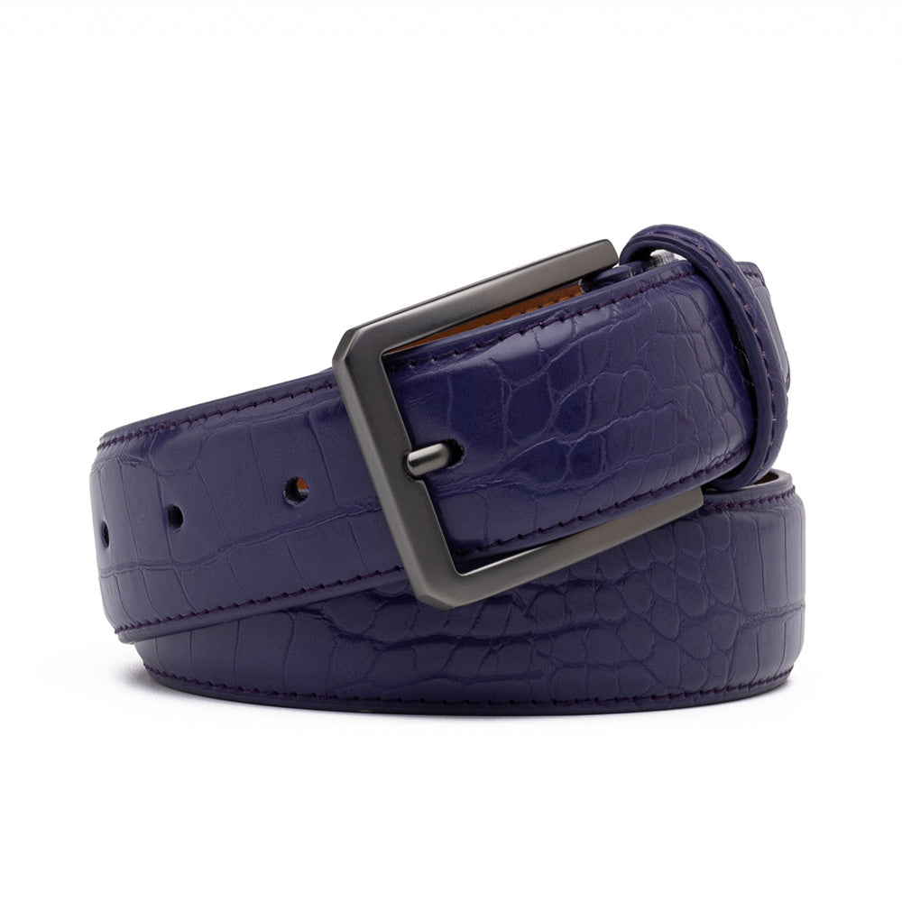 Men's Crocodile Embossed Leather Belt – Classic Pin Buckle Dress Belt