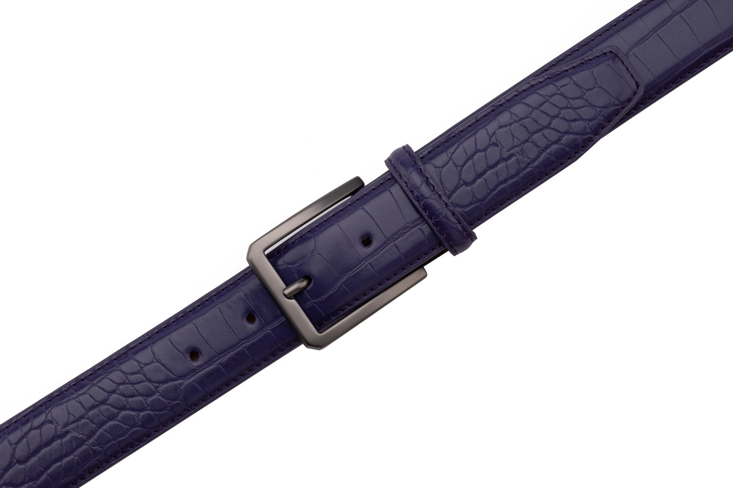 Crocodile Texture Matte Gunmetal Pin Buckle Men's Belt