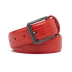 Crocodile Texture Matte Gunmetal Pin Buckle Men's Belt