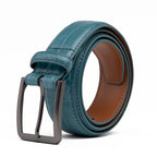 Crocodile Texture Matte Gunmetal Pin Buckle Men's Belt
