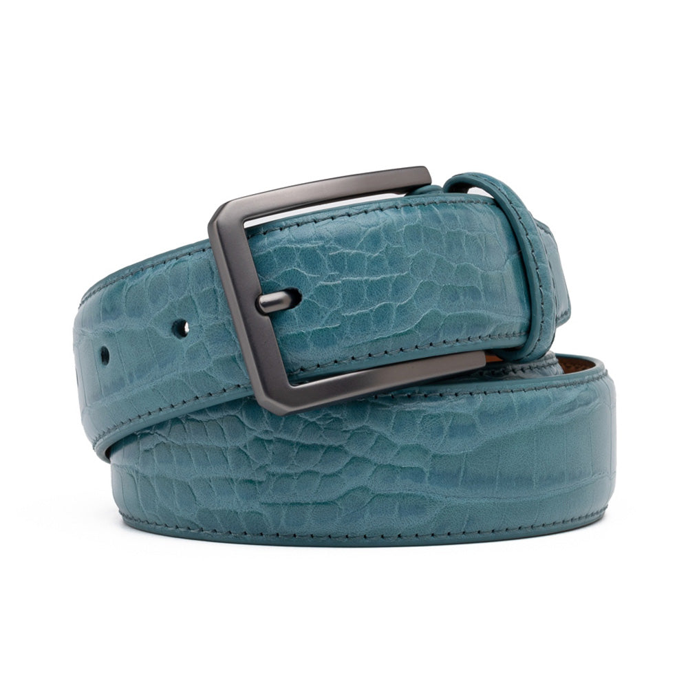 Men's Crocodile Embossed Leather Belt – Classic Pin Buckle Dress Belt