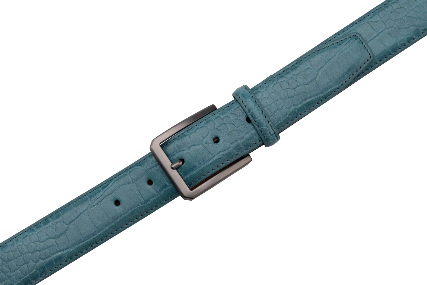 Crocodile Texture Matte Gunmetal Pin Buckle Men's Belt