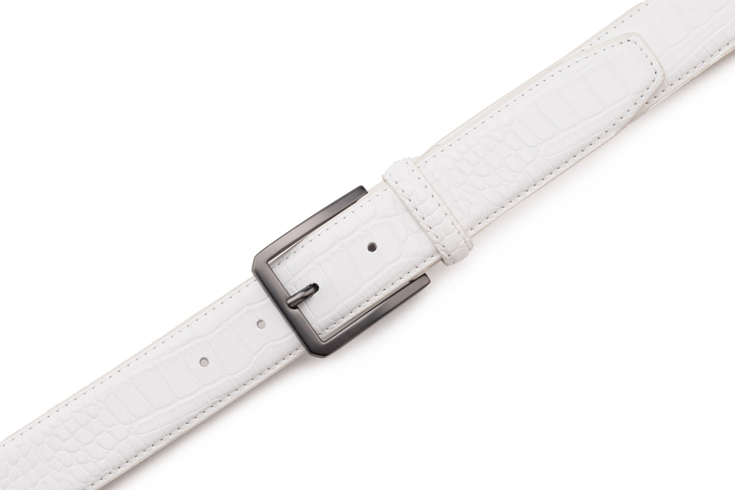 Crocodile Texture Matte Gunmetal Pin Buckle Men's Belt
