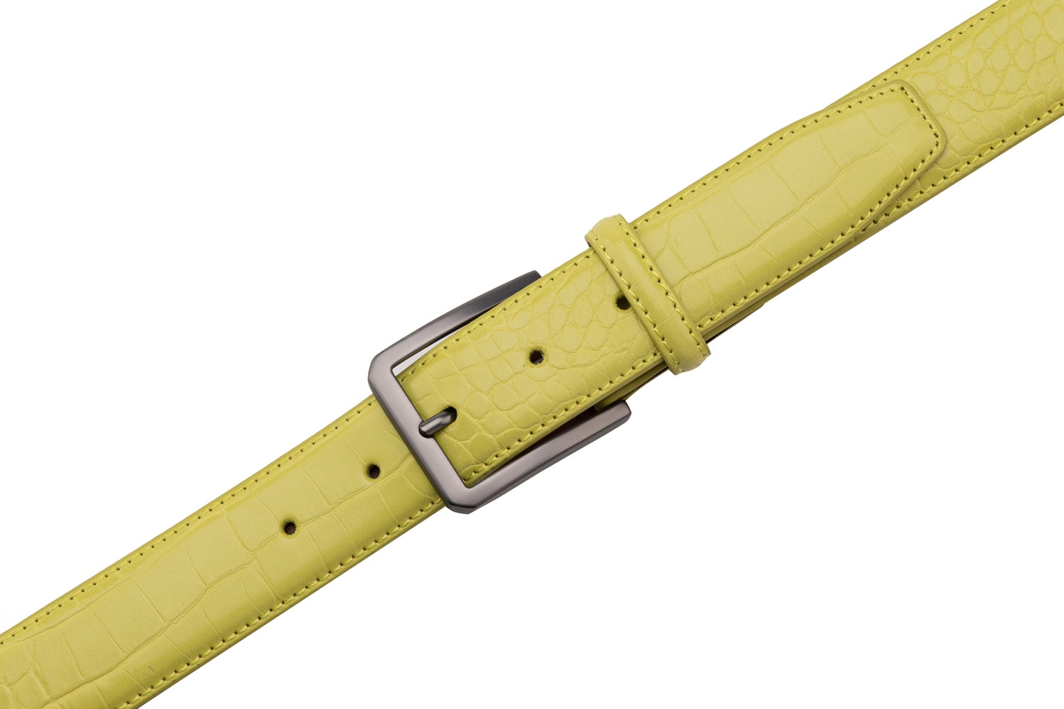 Crocodile Texture Matte Gunmetal Pin Buckle Men's Belt