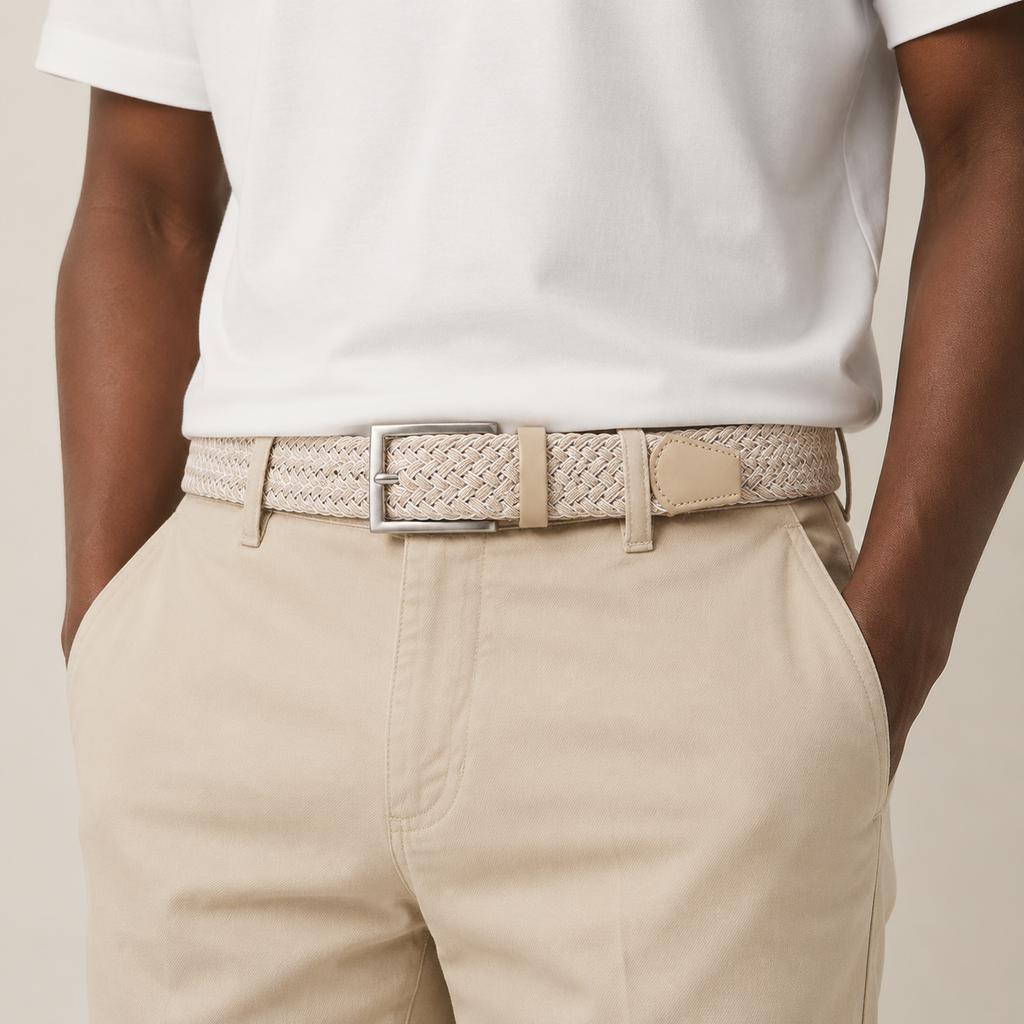 Men's Braided Stretch Golf Belt with Brushed Nickel Buckle