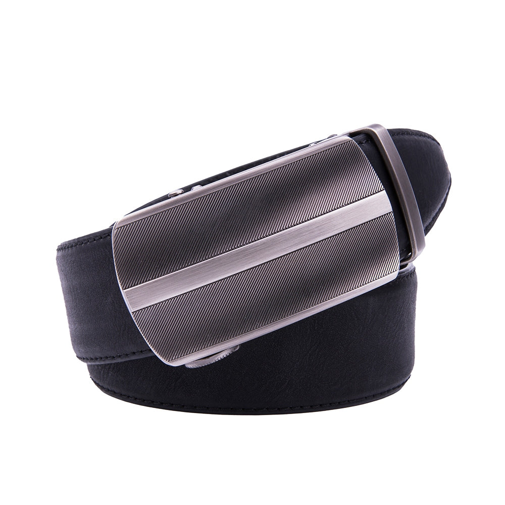 Men's Belt Auto-Buckle Design Without Keeper, Business Formal Office Waistband