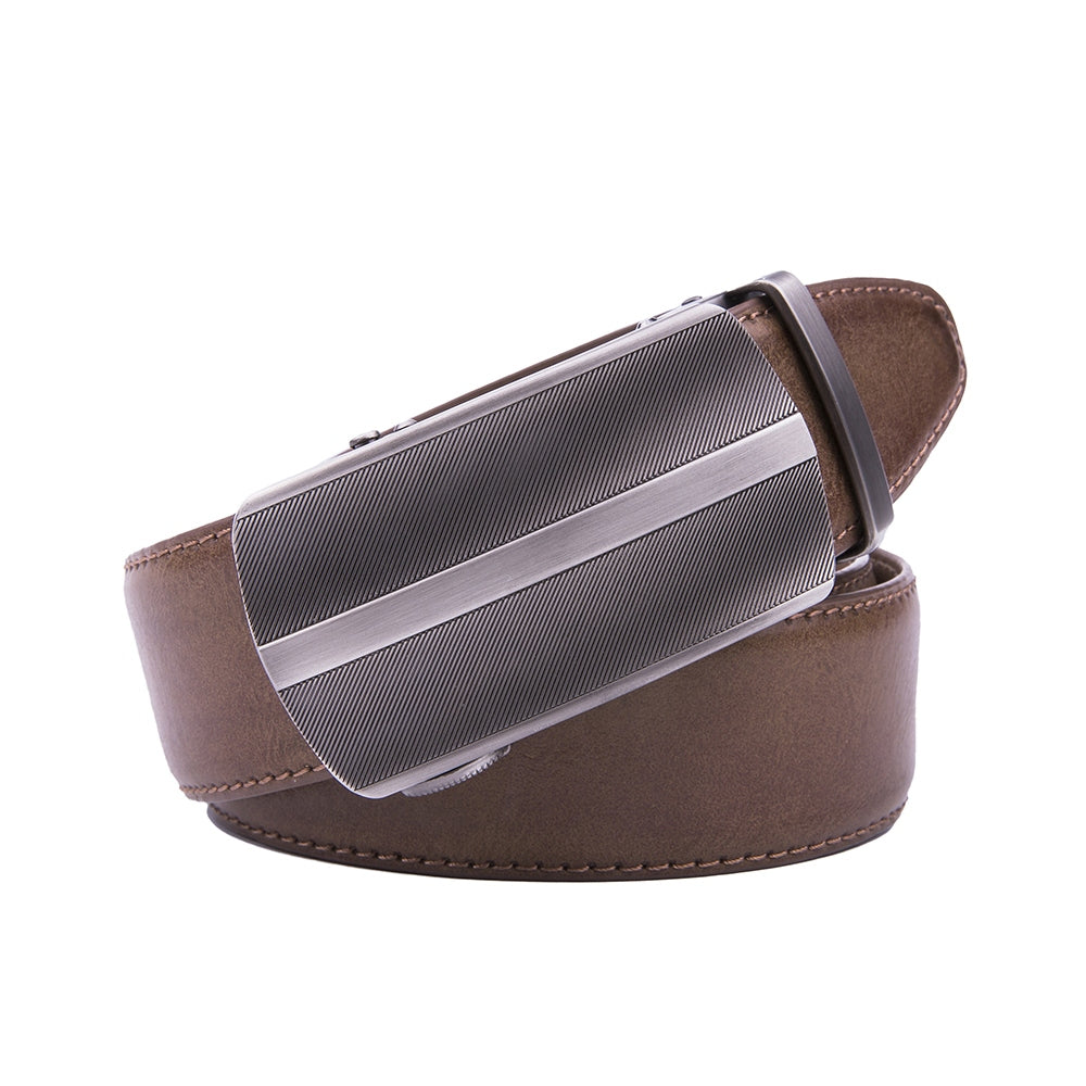 Men's Belt Auto-Buckle Design Without Keeper, Business Formal Office Waistband