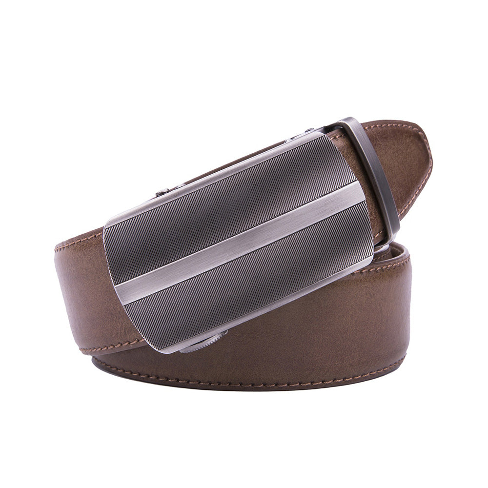 Men's Ratchet Leather Belt – Automatic Buckle Business Casual Belt
