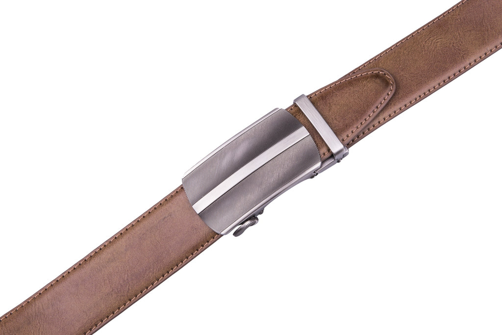 Men's Belt Auto-Buckle Design Without Keeper, Business Formal Office Waistband