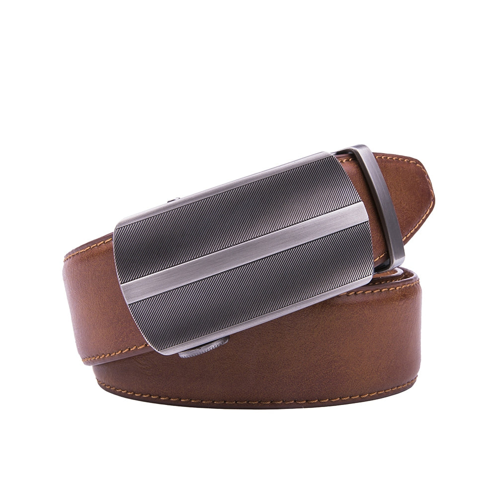 Men's Belt Auto-Buckle Design Without Keeper, Business Formal Office Waistband