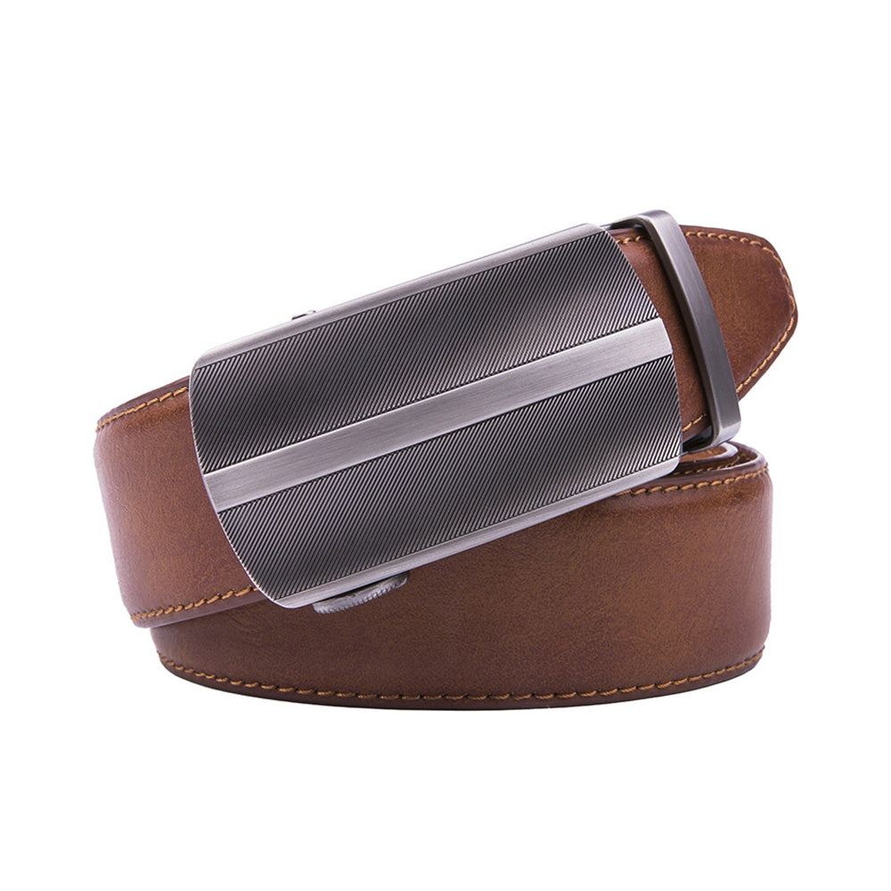 Men's Ratchet Leather Belt – Automatic Buckle Business Casual Belt