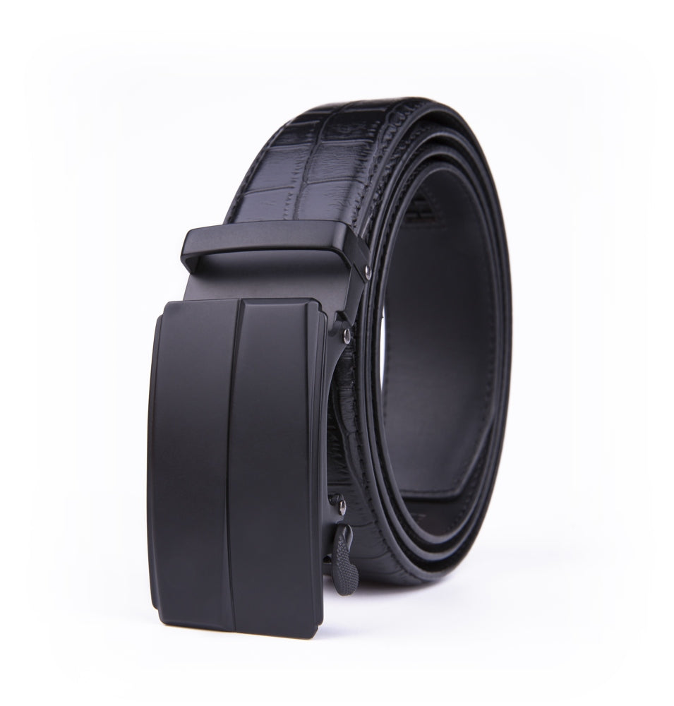 Crocodile Texture Matte Automatic Buckle Business Belt for Men