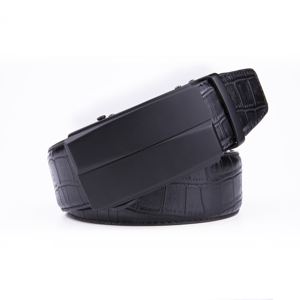 Crocodile Texture Matte Automatic Buckle Business Belt for Men Main image
