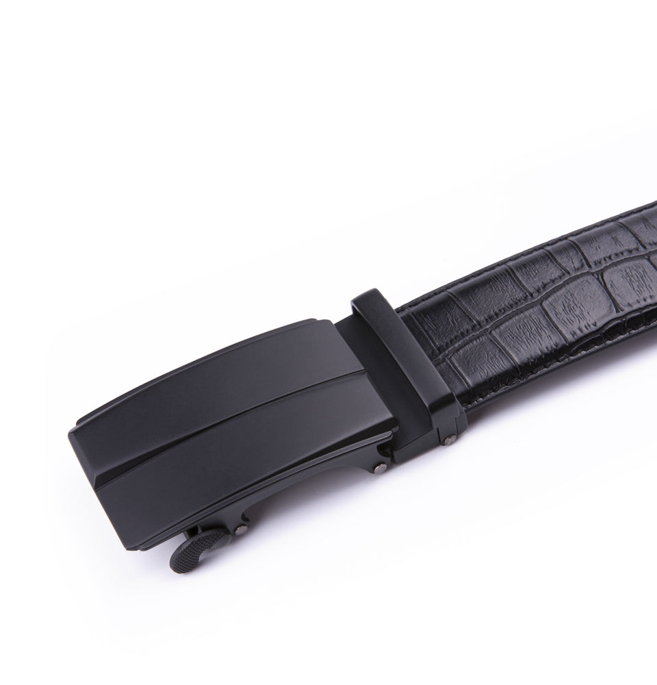 Crocodile Texture Matte Automatic Buckle Business Belt for Men