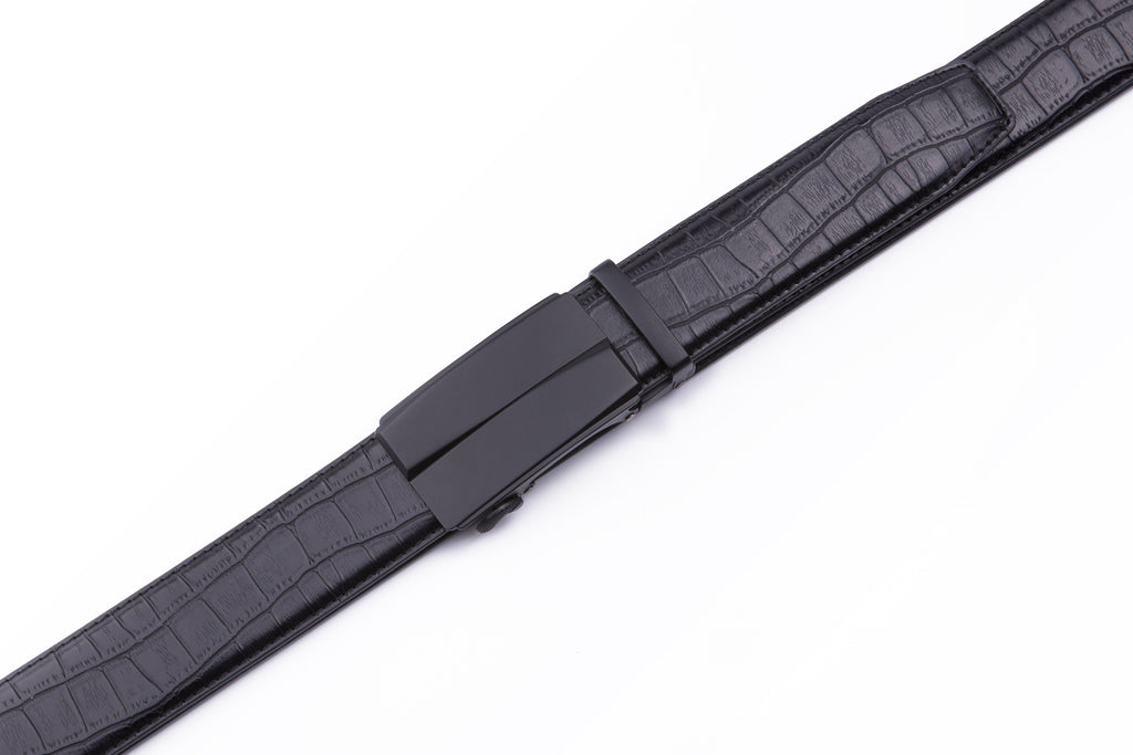 Crocodile Texture Matte Automatic Buckle Business Belt for Men