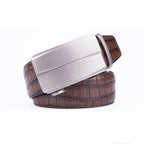 Crocodile Texture Matte Automatic Buckle Business Belt for Men
