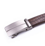 Crocodile Texture Matte Automatic Buckle Business Belt for Men