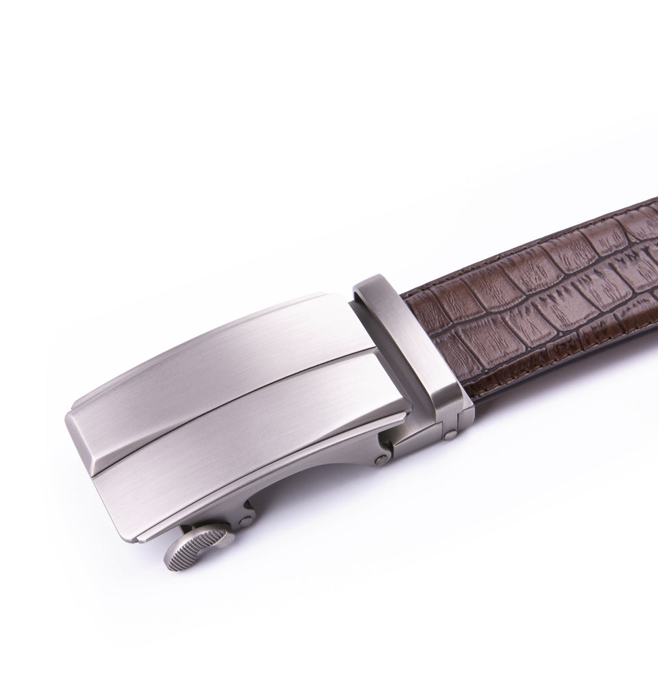 Crocodile Texture Matte Automatic Buckle Business Belt for Men