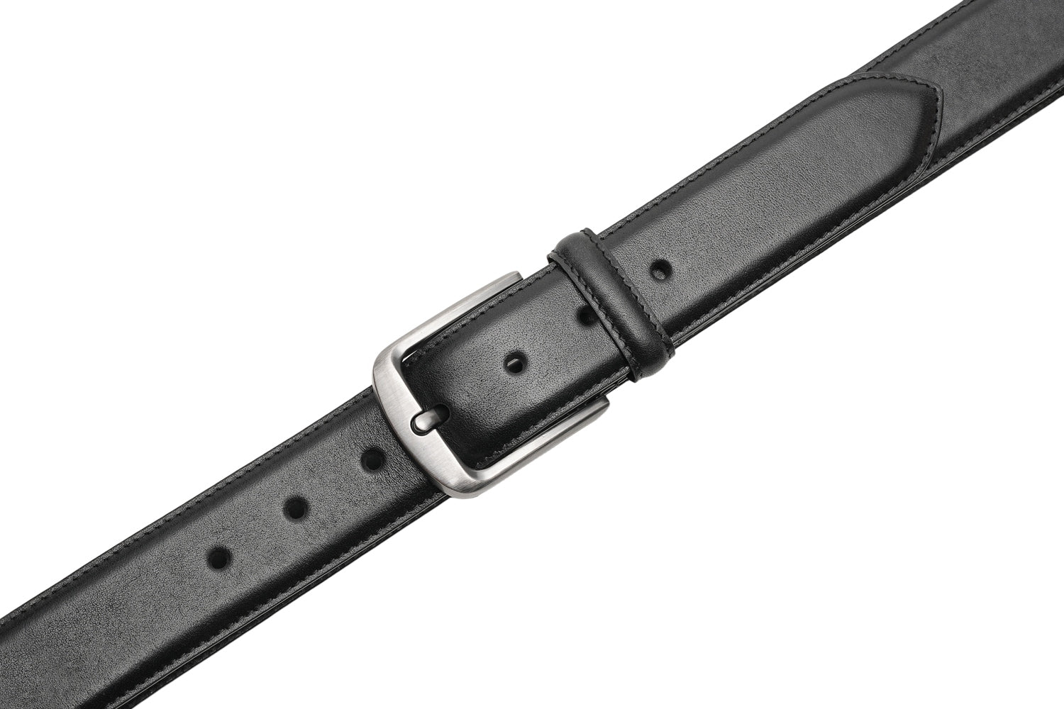 Classic Double-Stitch Full-Grain Leather Single Prong Buckle Men's Belt