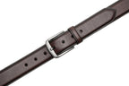 Classic Double-Stitch Full-Grain Leather Single Prong Buckle Men's Belt