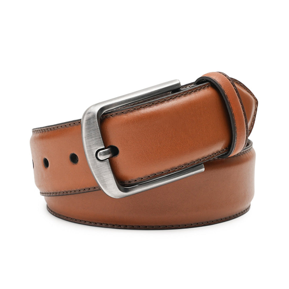 Men's Full Grain Leather Belt – Classic Single Prong Belt for Business Casual Wear