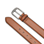 Classic Double-Stitch Full-Grain Leather Single Prong Buckle Men's Belt