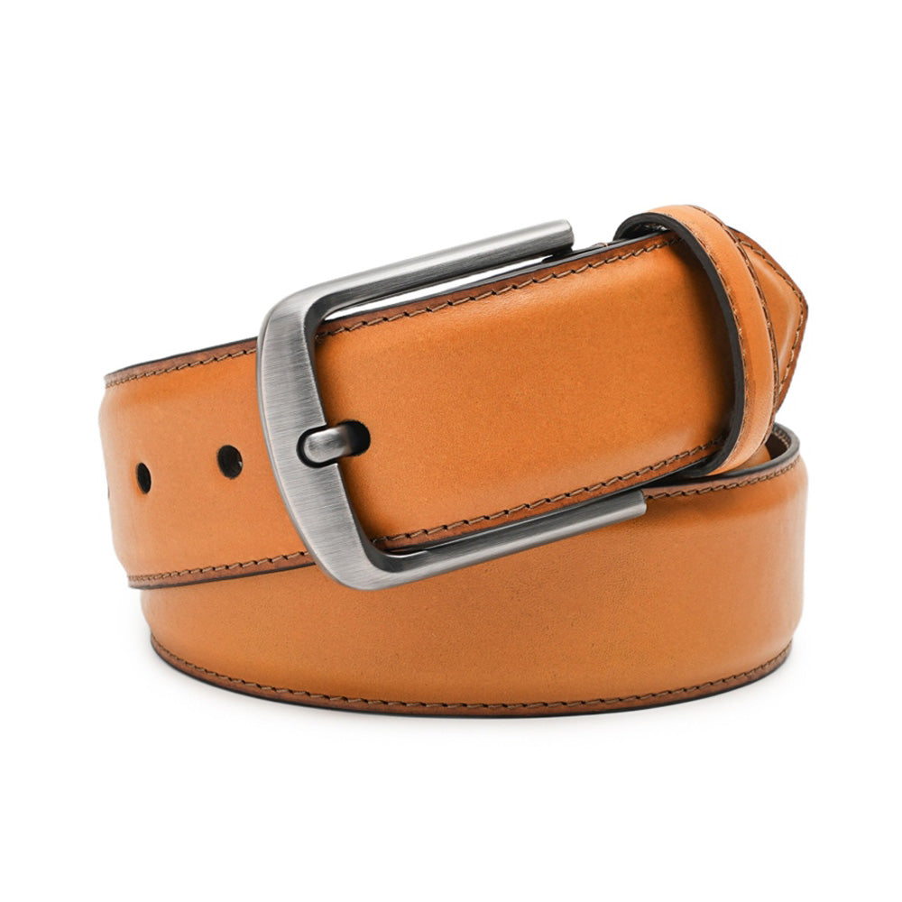 Men's Full Grain Leather Belt – Classic Single Prong Belt for Business Casual Wear