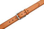 Classic Double-Stitch Full-Grain Leather Single Prong Buckle Men's Belt