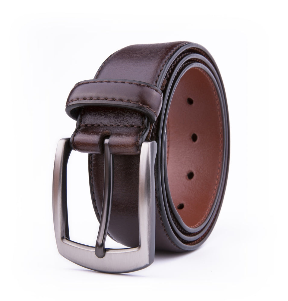 Classic Genuine Leather Texture Single Prong Business Leather Belt for Men