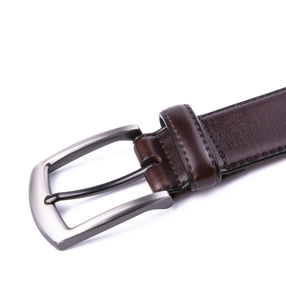 Classic Genuine Leather Texture Single Prong Business Leather Belt for Men