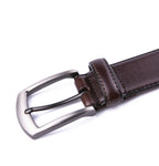 Classic Genuine Leather Texture Single Prong Business Leather Belt for Men
