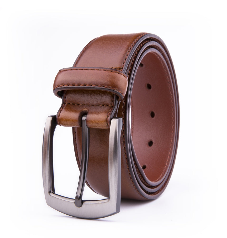 Classic Genuine Leather Texture Single Prong Business Leather Belt for Men