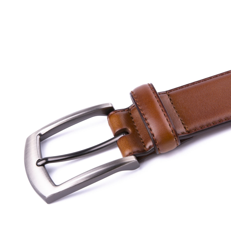 Classic Genuine Leather Texture Single Prong Business Leather Belt for Men