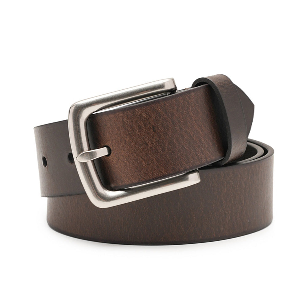 Men's Full Grain Leather Belt – Classic Pin Buckle Casual Belt