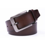Men's Leather Belt – Stitchless Casual Belt with Brushed Gray Buckle