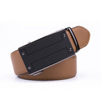 Men's Black Ratchet Belt – Automatic Buckle Business Casual Belt